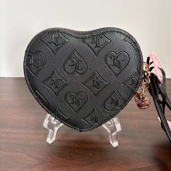 Juicy Couture Glam Heart Zip Wristlet Black NWT - Picture 3 of 6